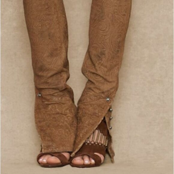 Ralph Lauren 2014 Collection Brown Suede Brass Bead Embellished Blephina Sandal - Picture 2 of 16
